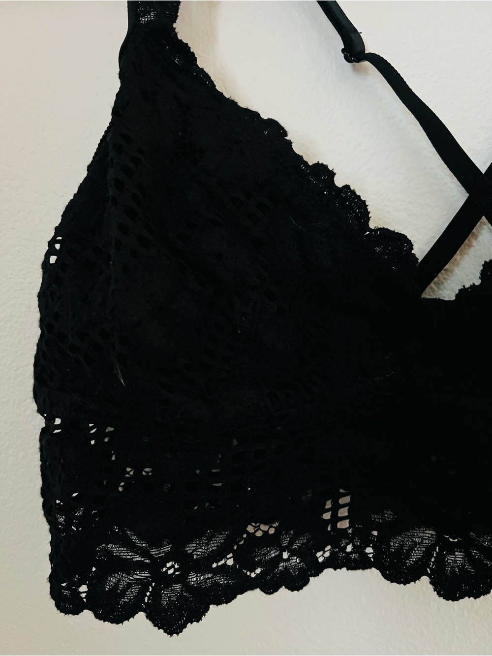 Aerie Black Lace Bralette - Scalloped Trim
